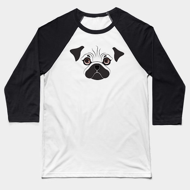 Cute puppy Pug Baseball T-Shirt by Yulla